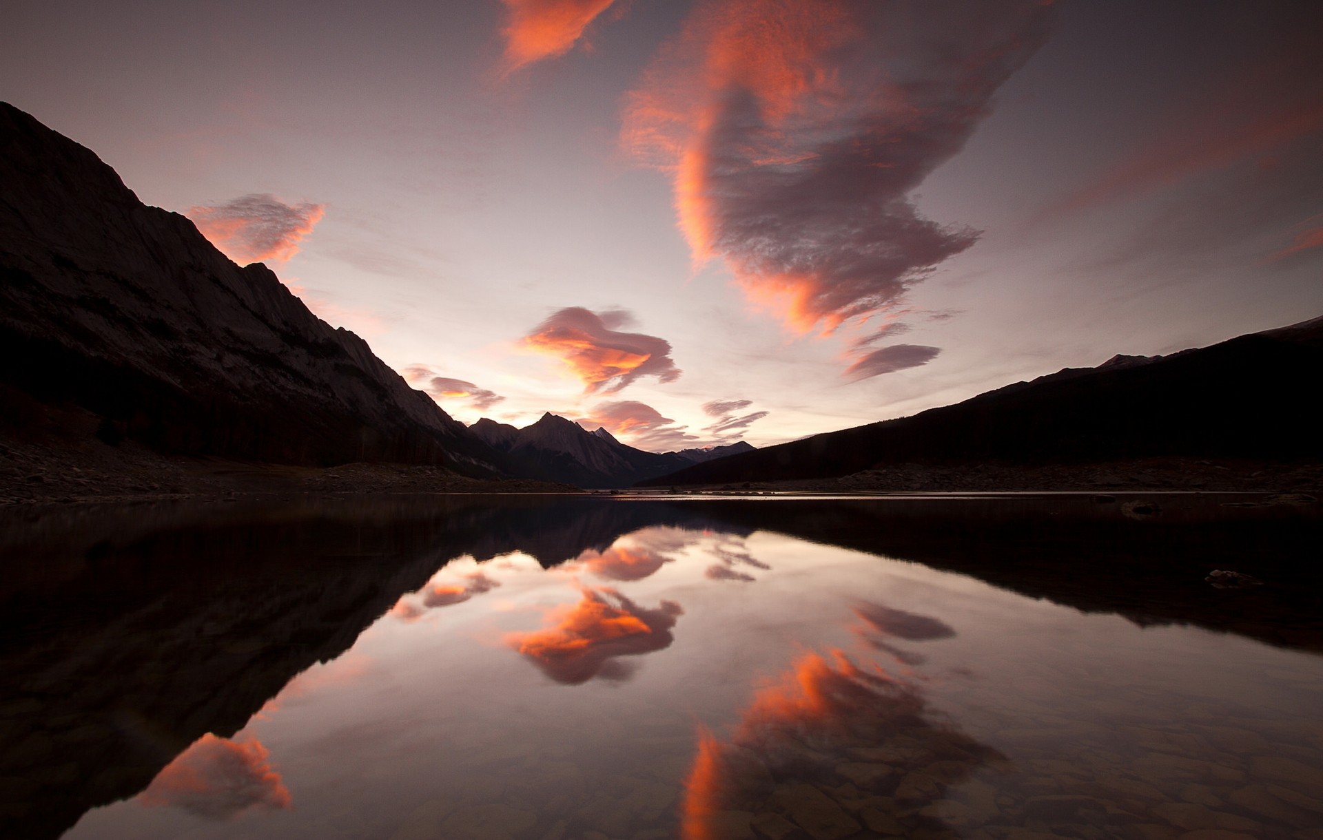 reflection, Clouds, Mountain Wallpaper