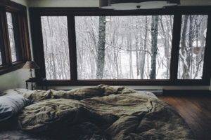 interiors, Bed, Winter, Cozy