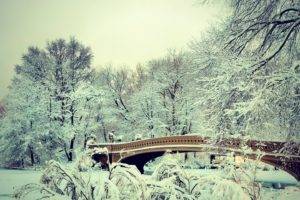 bridge, Snow, Winter