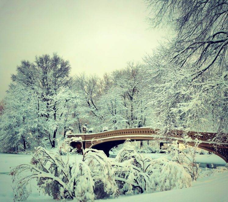 bridge, Snow, Winter HD Wallpaper Desktop Background