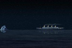 Titanic, Night, Ship, History, Sea, Starry night, Iceberg