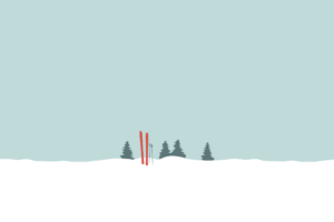 winter, Snow, Pine trees, Skis, Minimalism