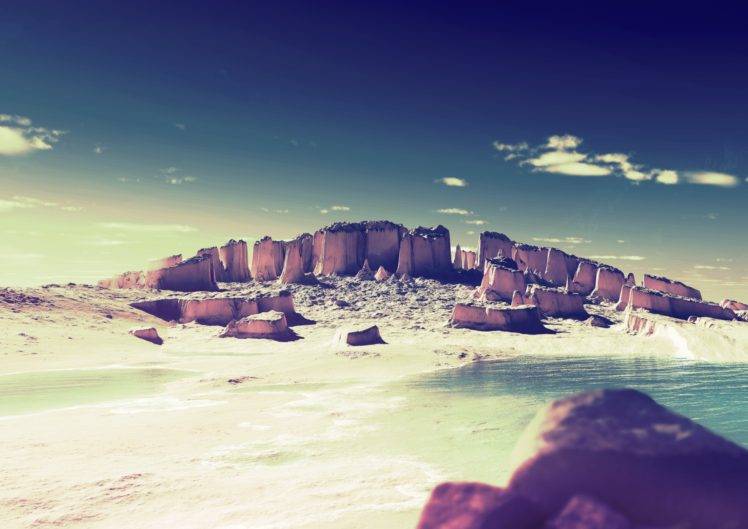 rock, Beach, Filter HD Wallpaper Desktop Background