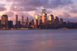 skyline, Sunset, New York City, Bay, City
