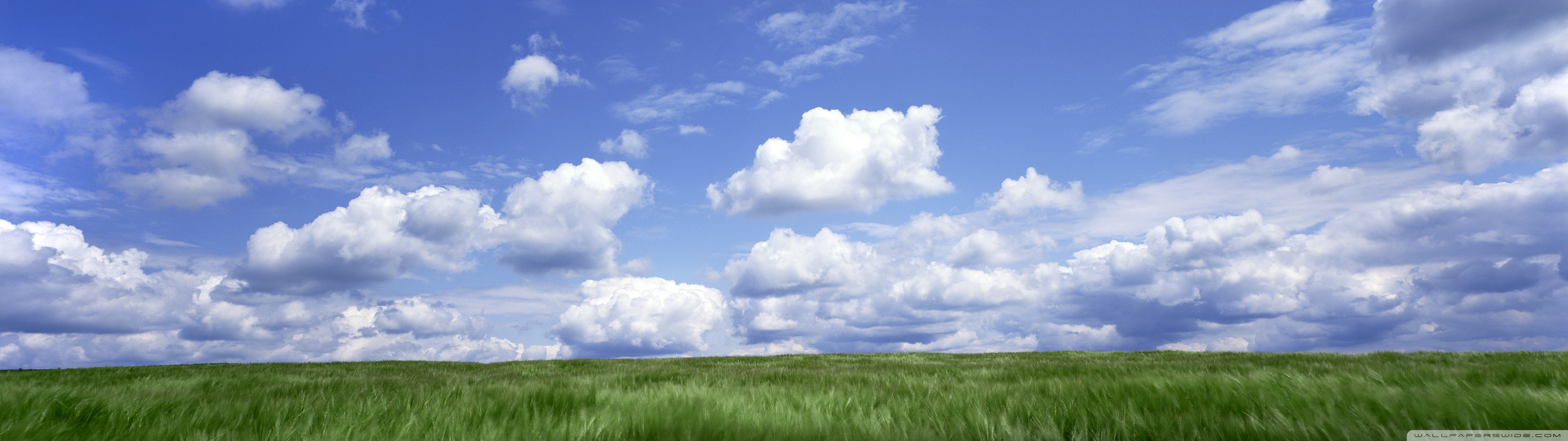 multiple display, Sky, Clouds, Grass Wallpaper