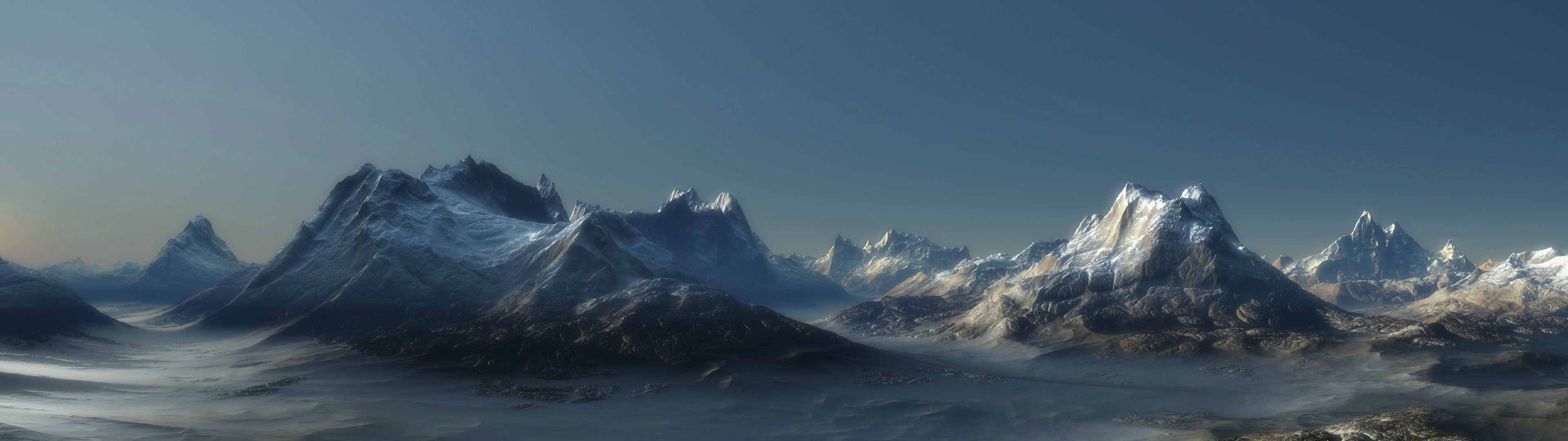 sky, Multiple display, Mountain, Snow Wallpaper