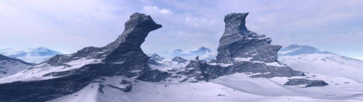 sky, Multiple display, Mountain, Snow, Rock HD Wallpaper Desktop Background