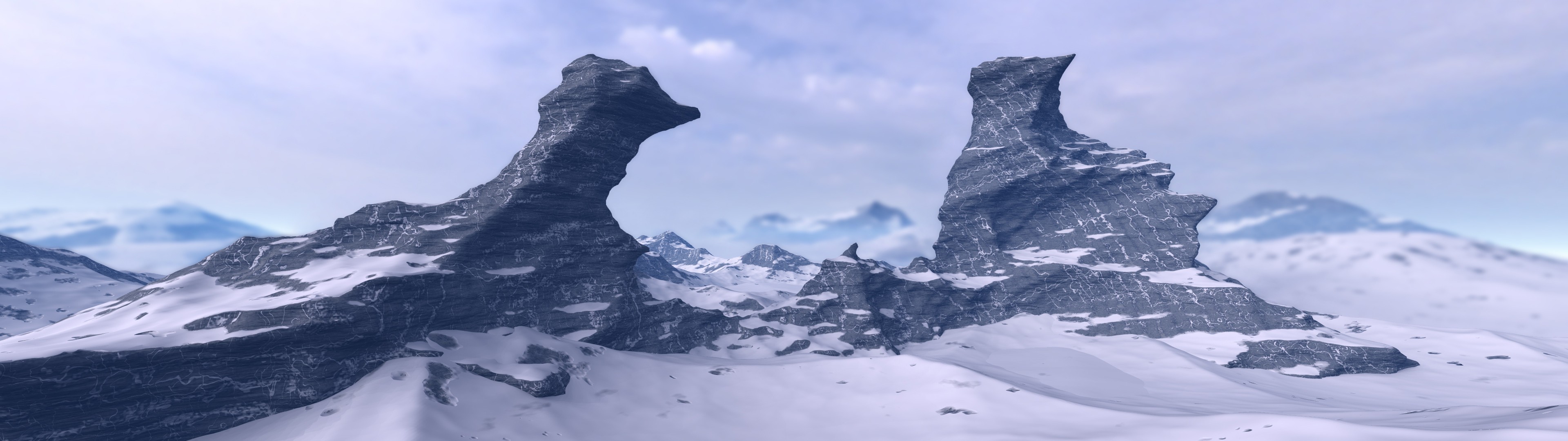 sky, Multiple display, Mountain, Snow, Rock Wallpaper