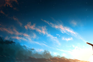 anime, Sky, Clouds, Sunset