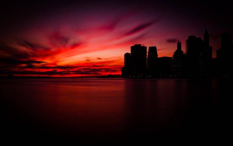 photography, Water, Sea, Urban, City, Building, New York City, Manhattan, Sunset HD Wallpaper Desktop Background