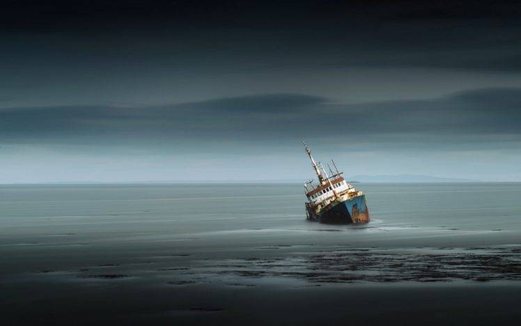 wreck, Ship, Vehicle, Sea HD Wallpaper Desktop Background
