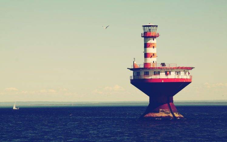 photography, Water, Sea, Architecture, Lighthouse, Sea gulls HD Wallpaper Desktop Background