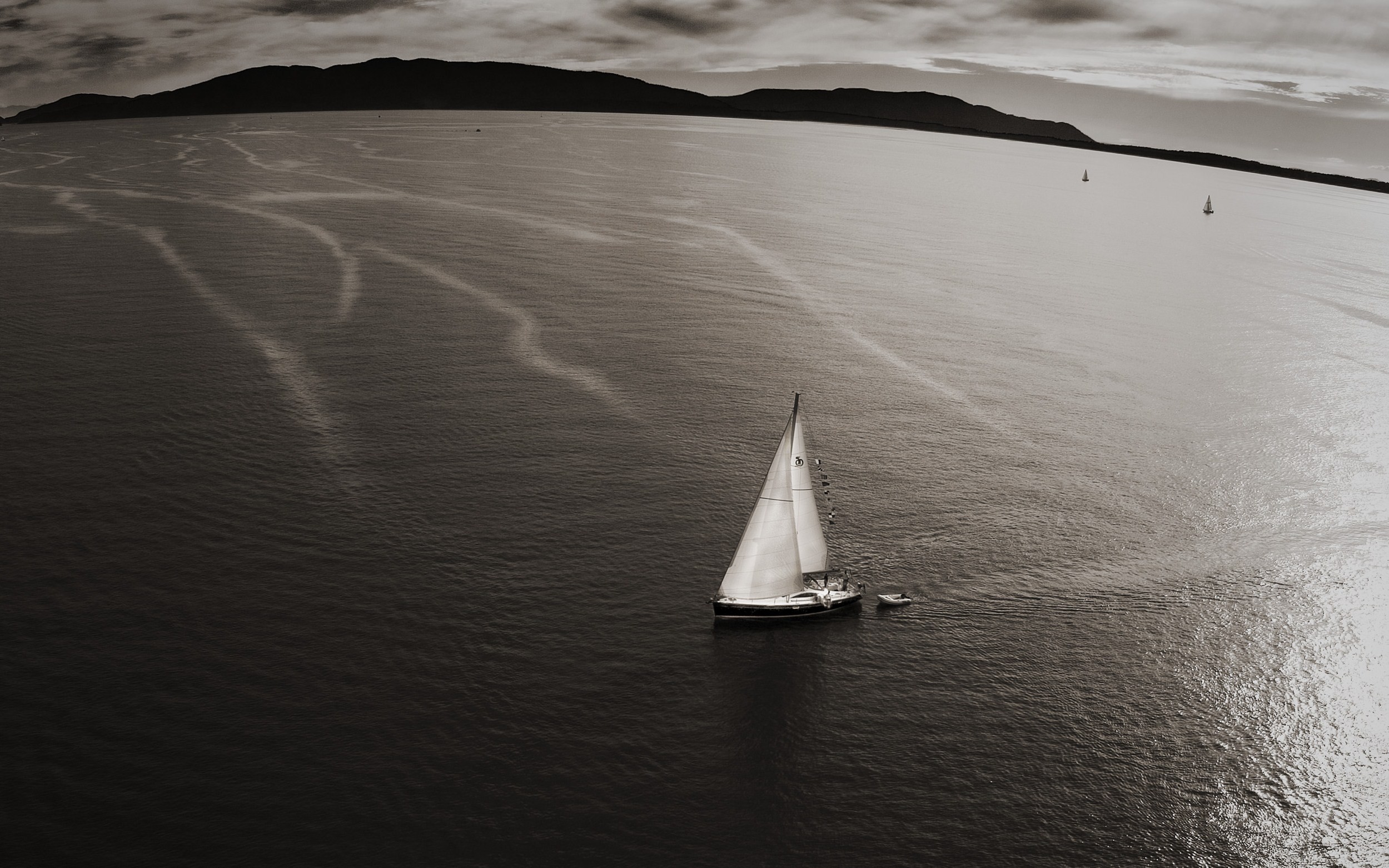 photography, Water, Sea, Coast, Monochrome, Boat, Sailing ship Wallpaper