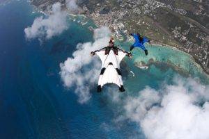 photography, Sky, Clouds, Wingsuit, Skydiving