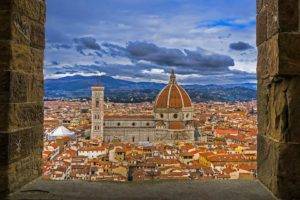 architecture, Building, City, Bricks, Florence, Italy, Ancient, Church, History, Old building, Window, Clouds, Rooftops, Hill, Santa Maria del Fiore