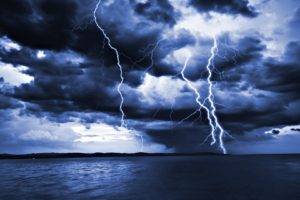 photography, Sea, Water, Lightning, Storm