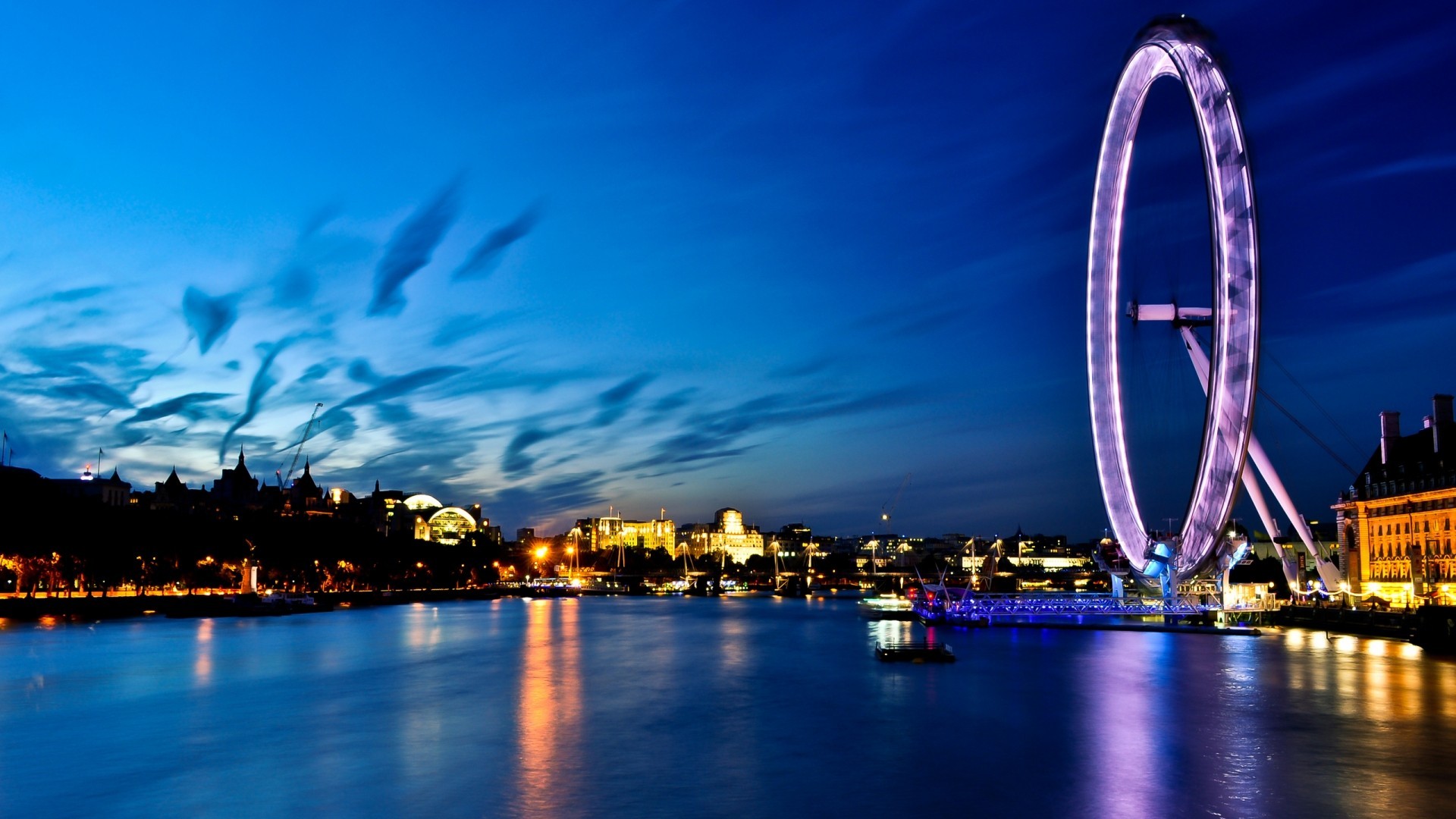 London, Cityscape, London Eye, Ferris wheel, Sea, Boat, River Thames, Photography, River, City, Urban, Lights, Water Wallpaper