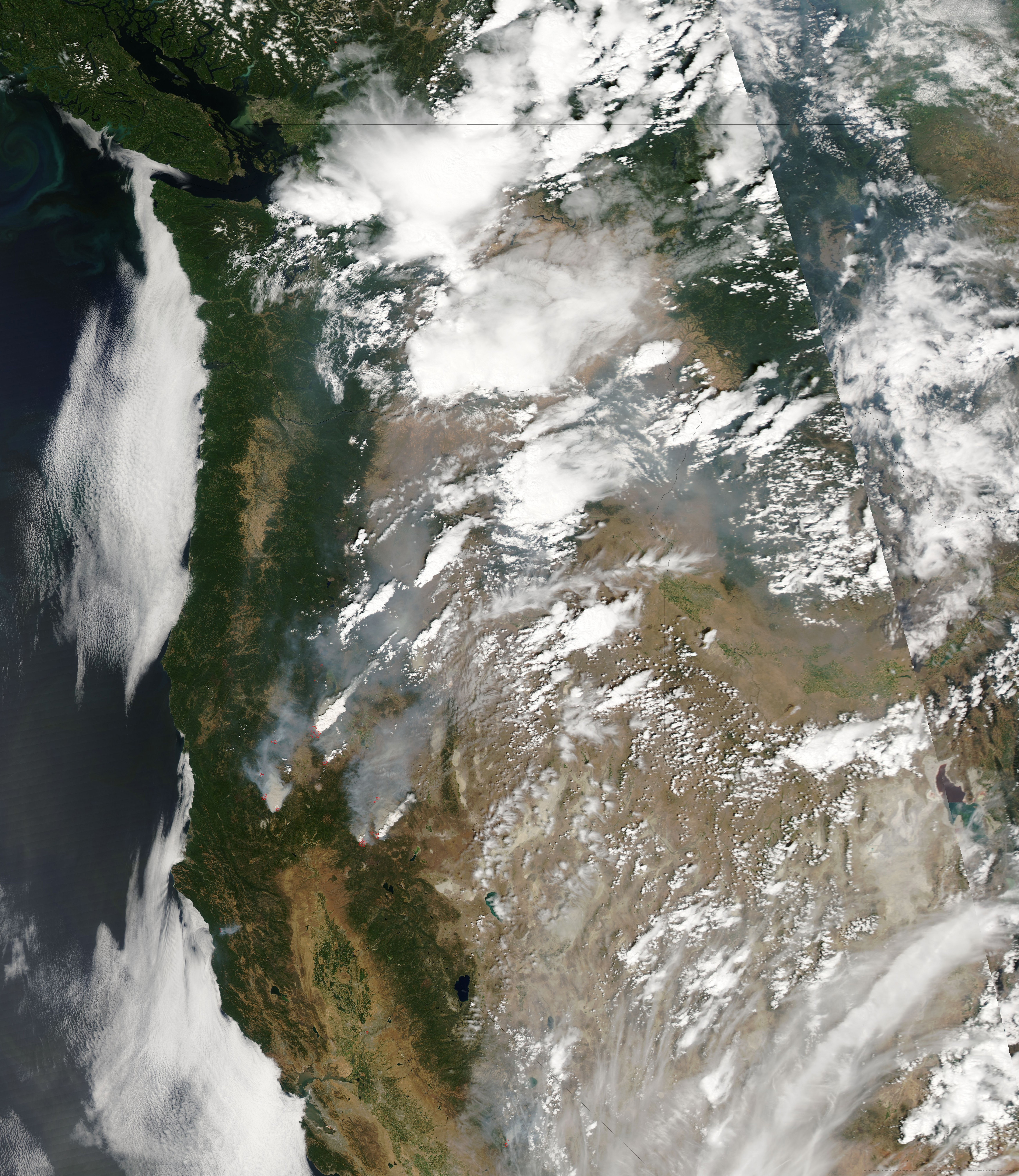Earth, California, Washington state, Oregon, Nevada, Idaho, Montana, Satellite imagery, Clouds, NASA, Operational Land Imager, Earth Observatory Wallpaper