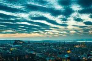 Scotland, Edinburgh, City, Cityscape, Clouds, UK, Street