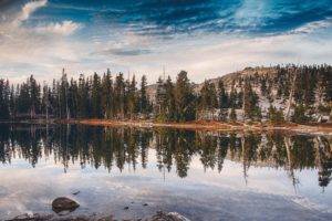 mountain, Clouds, Lake, Reflection
