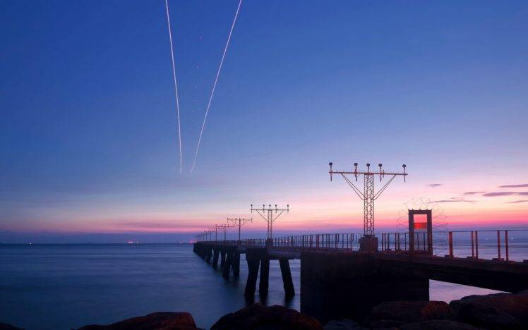 sea, Water, Photography, Pier, Dusk, Coast, Long exposure, Sunrise HD Wallpaper Desktop Background