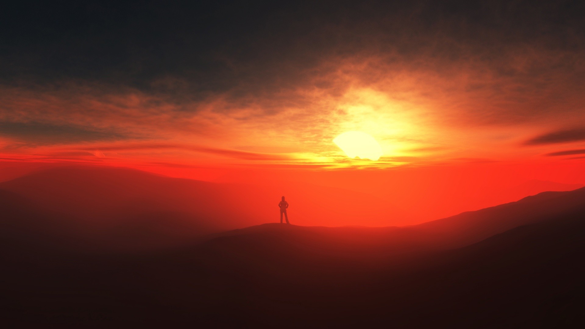 sunset, Alone, Clouds, Mountain Wallpaper