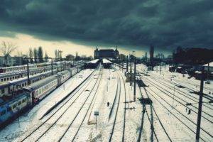 photography, Train station, Train, Railway, Snow, Winter