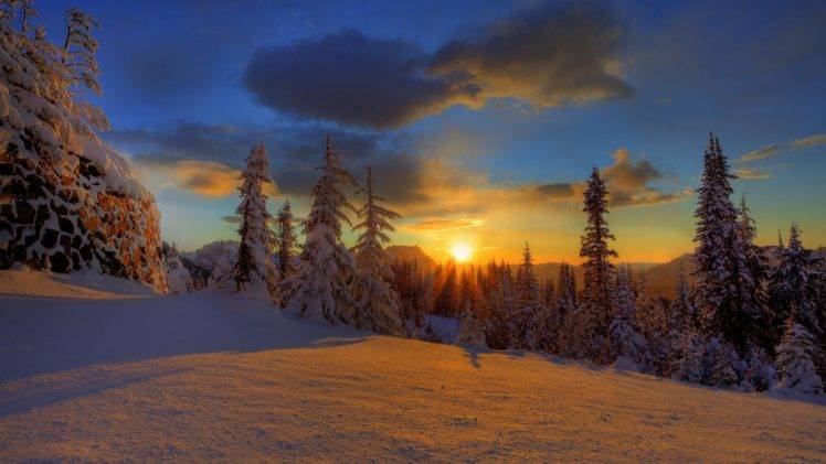 winter, Evening, Polar night, Finland HD Wallpaper Desktop Background