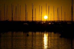 photography, Boat, Sailing ship, Sea, Water, Harbor, Sunrise
