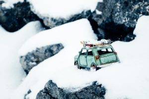 winter, Toys, Snow, Mountain, Rock