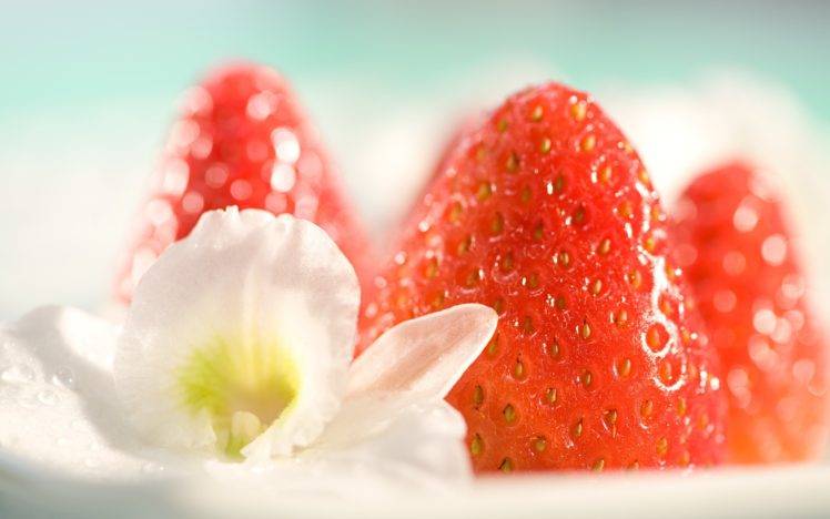 photography, Macro, Fruit, Food, Flowers, Strawberries HD Wallpaper Desktop Background