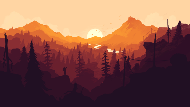 Firewatch, Sunset, Forest, Mountain HD Wallpaper Desktop Background