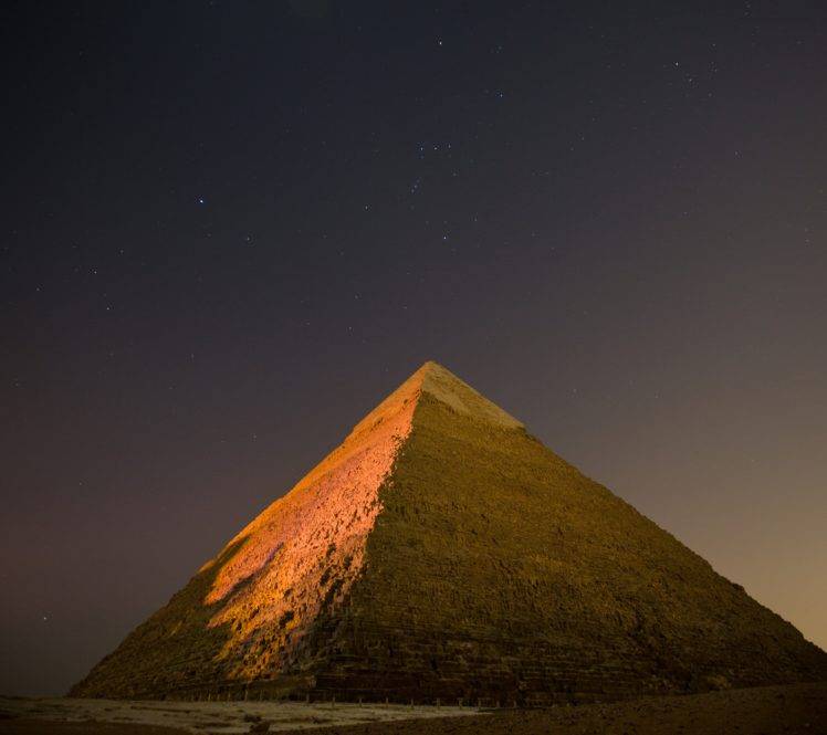 Gize, Pyramid, Pyramids of Giza, Egypt, Sky, Night, Stars, Bricks HD Wallpaper Desktop Background