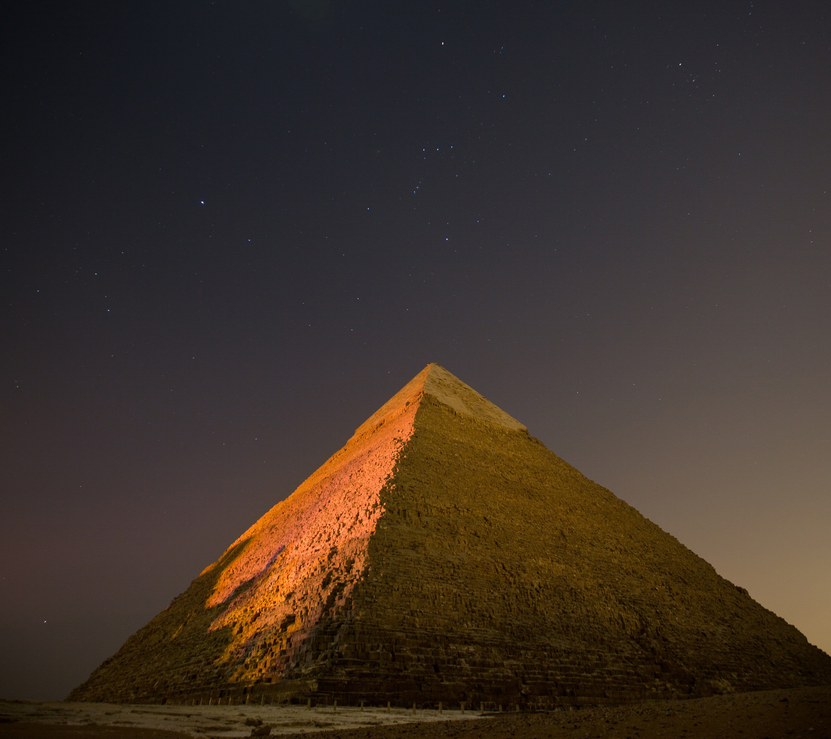 Gize, Pyramid, Pyramids of Giza, Egypt, Sky, Night, Stars, Bricks Wallpaper