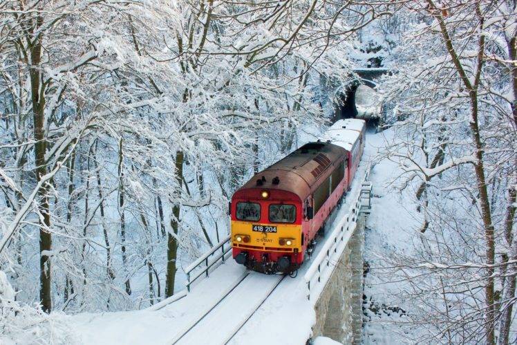 train, Winter HD Wallpaper Desktop Background