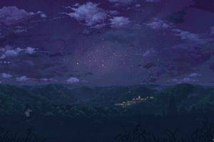 anime, Night, Landscape, Stars