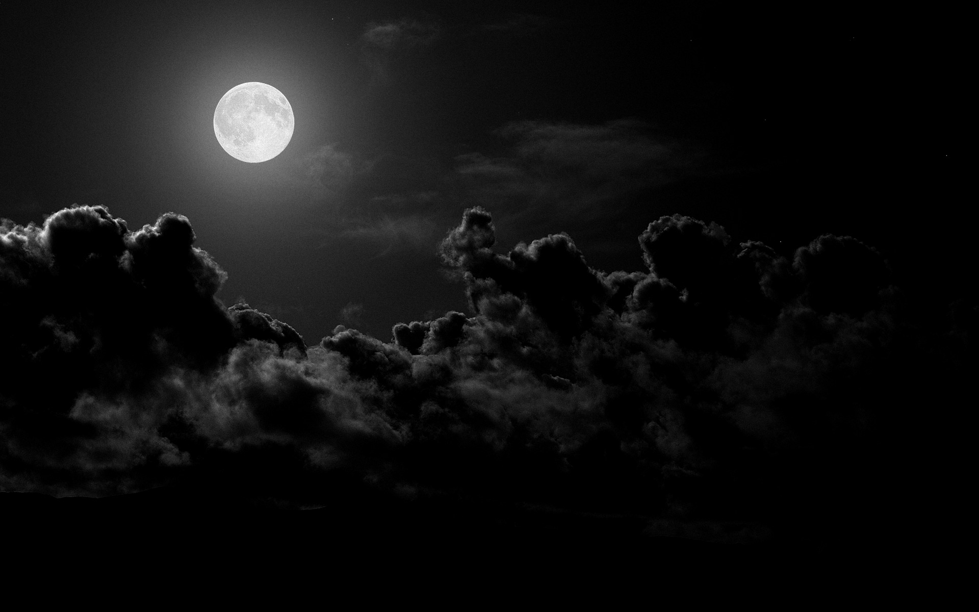 clouds, Moonlight Wallpaper