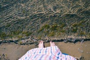 feet, Beach, Water, Waves, Seaweed