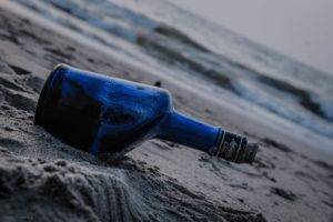 beach, Blue, Bottles, Sand
