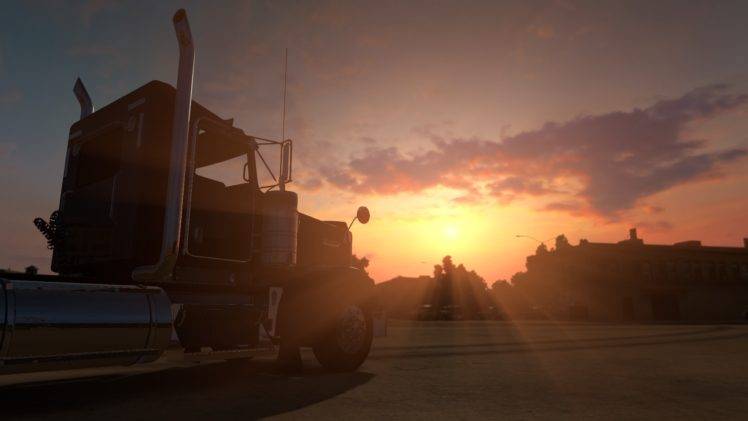 ATS, American Truck Simulator, Sunset HD Wallpaper Desktop Background
