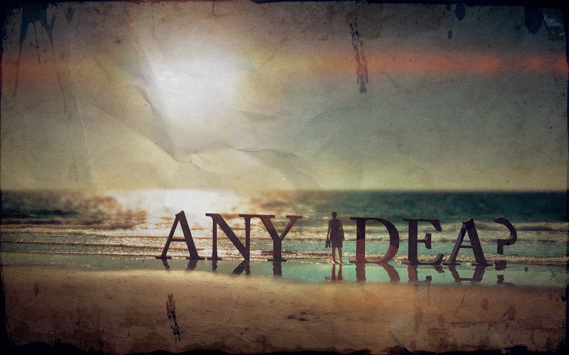 beach, Sun, Pacific Ocean, Vintage, Typo, Photoshopped Wallpaper