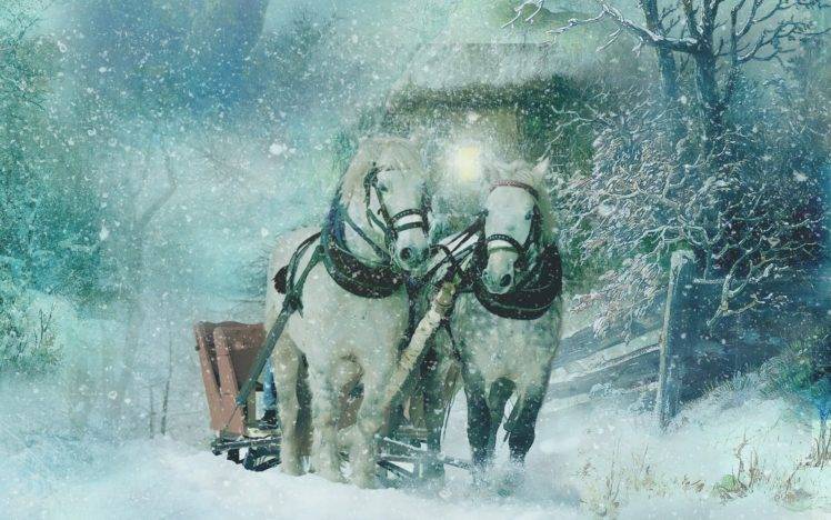 fantasy art, Snow, Winter, Horse HD Wallpaper Desktop Background