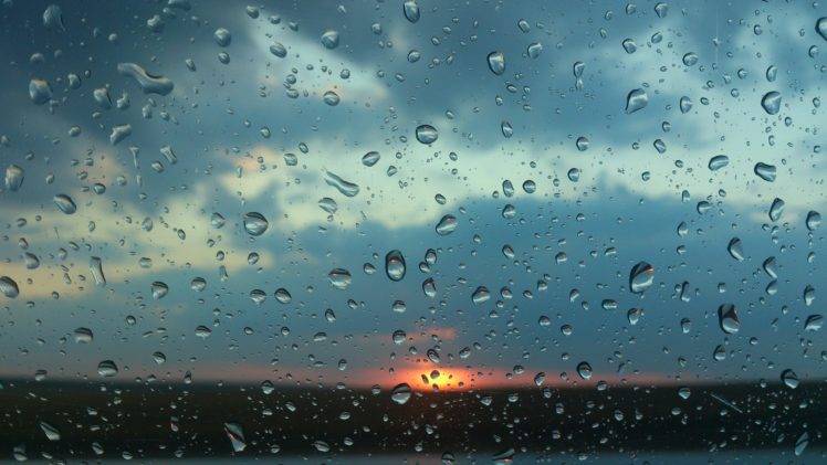 sunset, Water, Water on glass HD Wallpaper Desktop Background