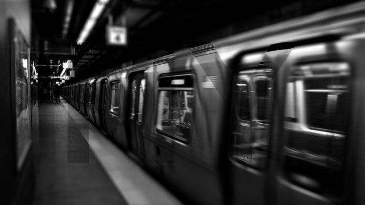 New York City, Underground, Subway, Metro, Train, Monochrome, Vehicle HD Wallpaper Desktop Background