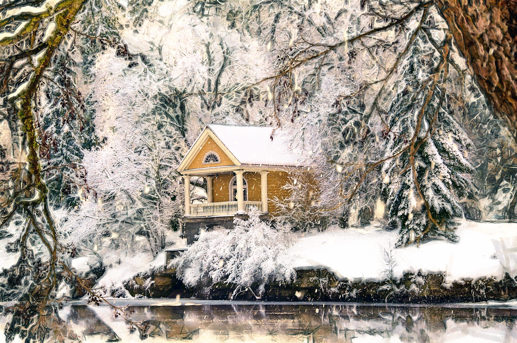 house, Winter, Snow Wallpaper