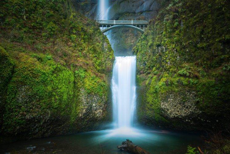waterfall, Multnomah falls, Oregon, Nature HD Wallpaper Desktop Background