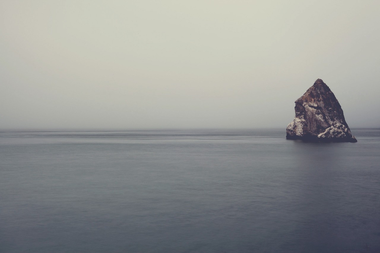 sea, Mist, Rock Wallpaper