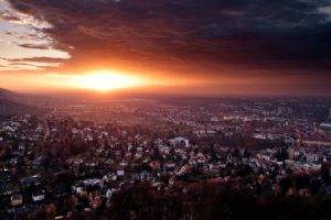 city, Sky, Sunset, Germany