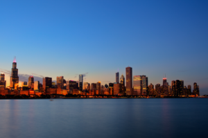 city, Chicago, Illinois, USA, Sunset, Building, Skyscraper, Lights