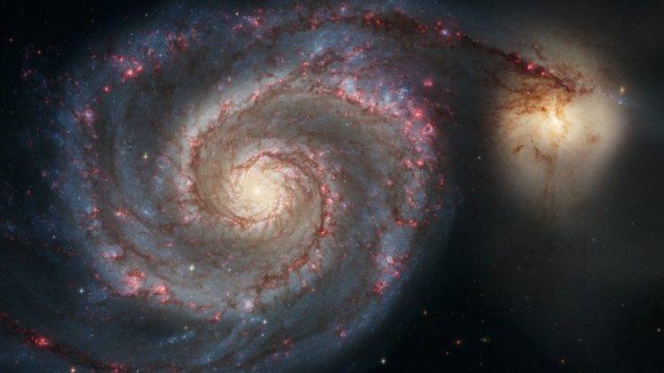 space, Stars, Spiral galaxy, NASA, Sky, Science, Messier 51, Whirlpool HD Wallpaper Desktop Background